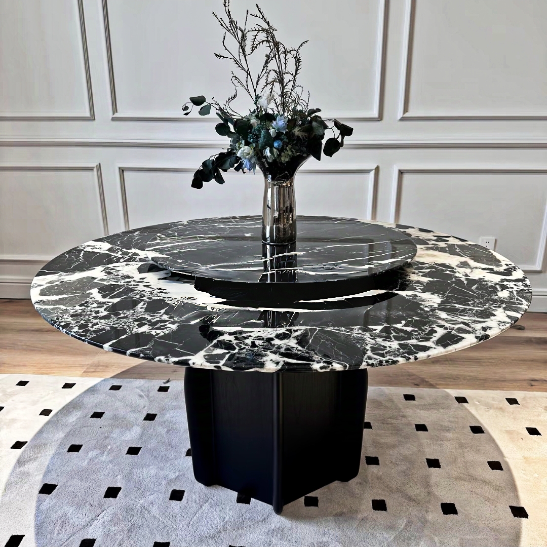 100% nature marble dining table of Bvlgari Black